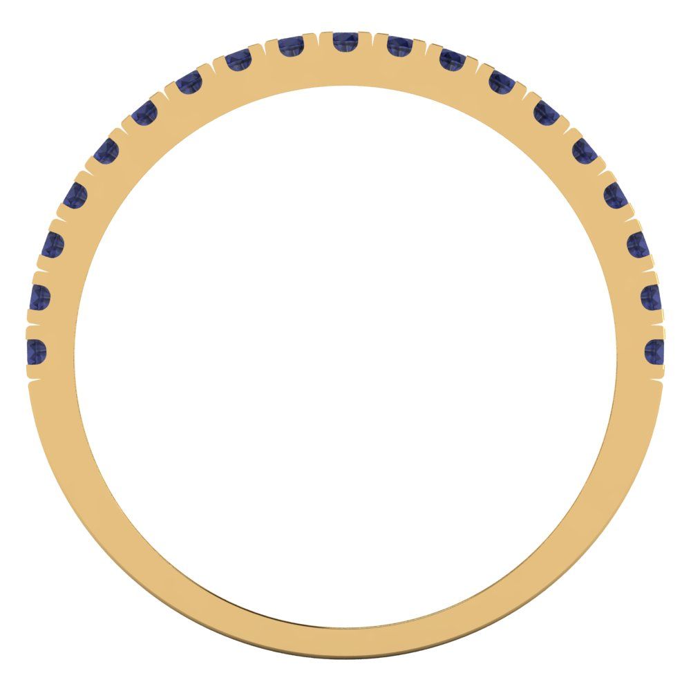 0.855 cttw Simulated Blue Sapphire Round Cut White/Rose/Yellow Gold Eternity Wedding Band