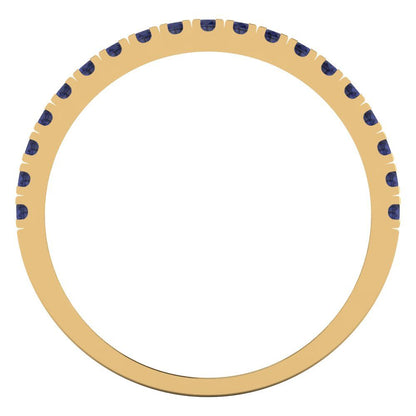 0.855 cttw Simulated Blue Sapphire Round Cut White/Rose/Yellow Gold Eternity Wedding Band