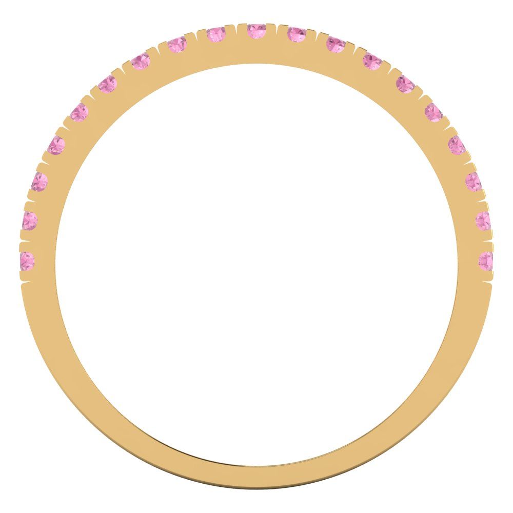 0.855 cttw Simulated Pink Diamond Round Cut White/Rose/Yellow Gold Eternity Wedding Band