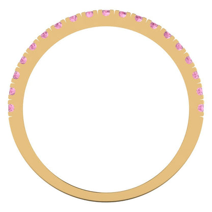 0.855 cttw Simulated Pink Diamond Round Cut White/Rose/Yellow Gold Eternity Wedding Band