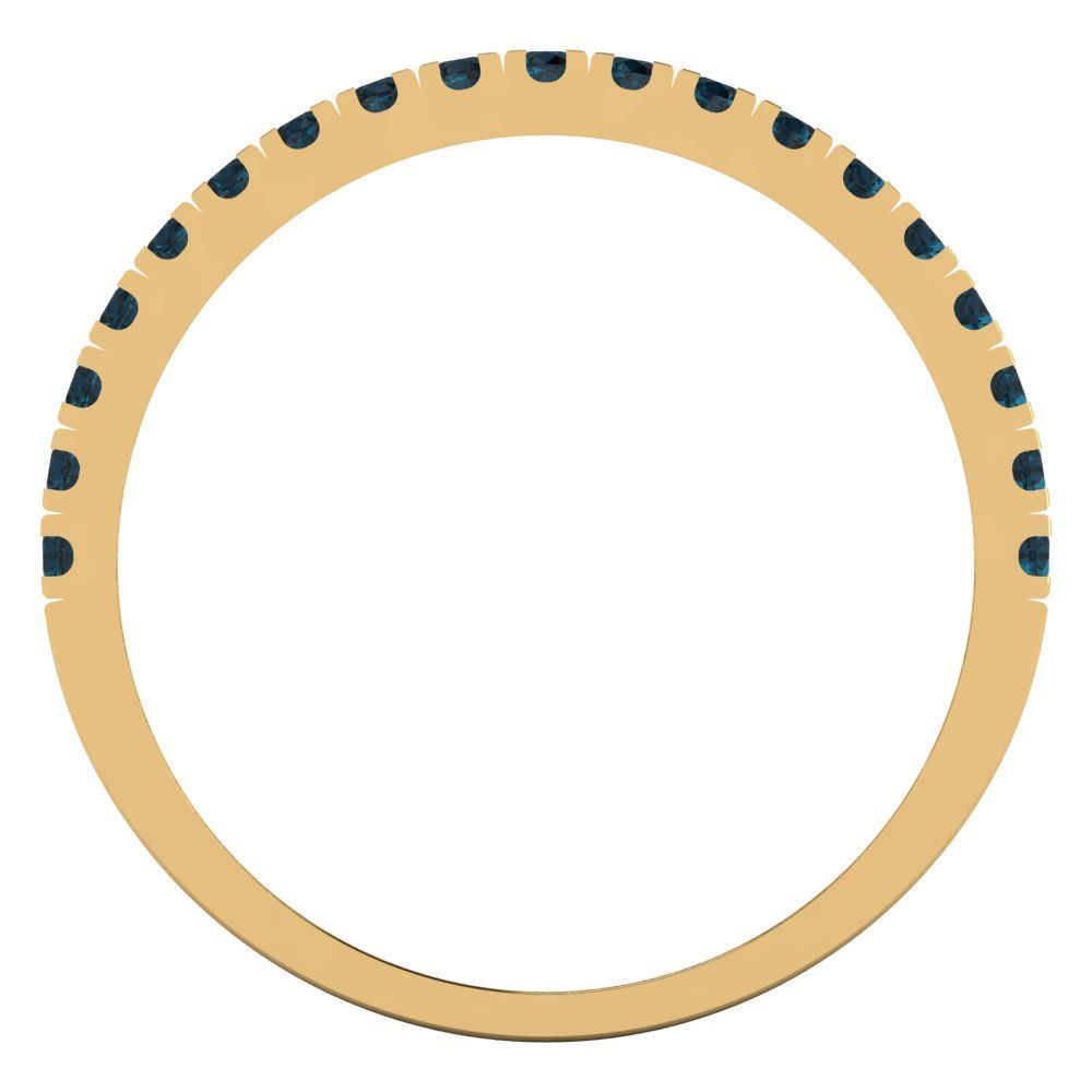 0.855 cttw Natural London Blue Topaz Round Cut White/Rose/Yellow Gold Eternity Wedding Band