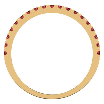 0.855 cttw Natural Garnet Round Cut White/Rose/Yellow Gold Eternity Wedding Band