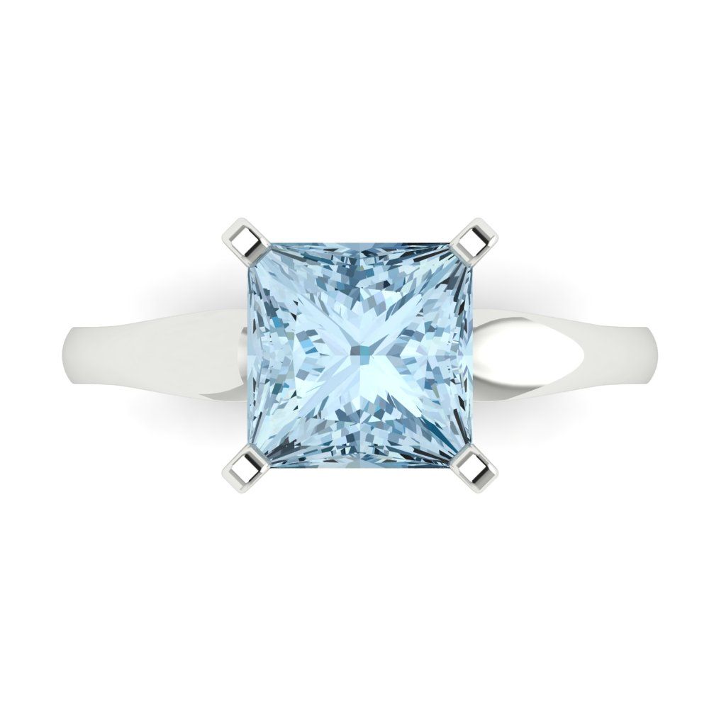 2.5 cttw Natural Swiss Blue Topaz Solitaire  Engagement Ring - Solid Gold (Princess Cut,7.5mm)