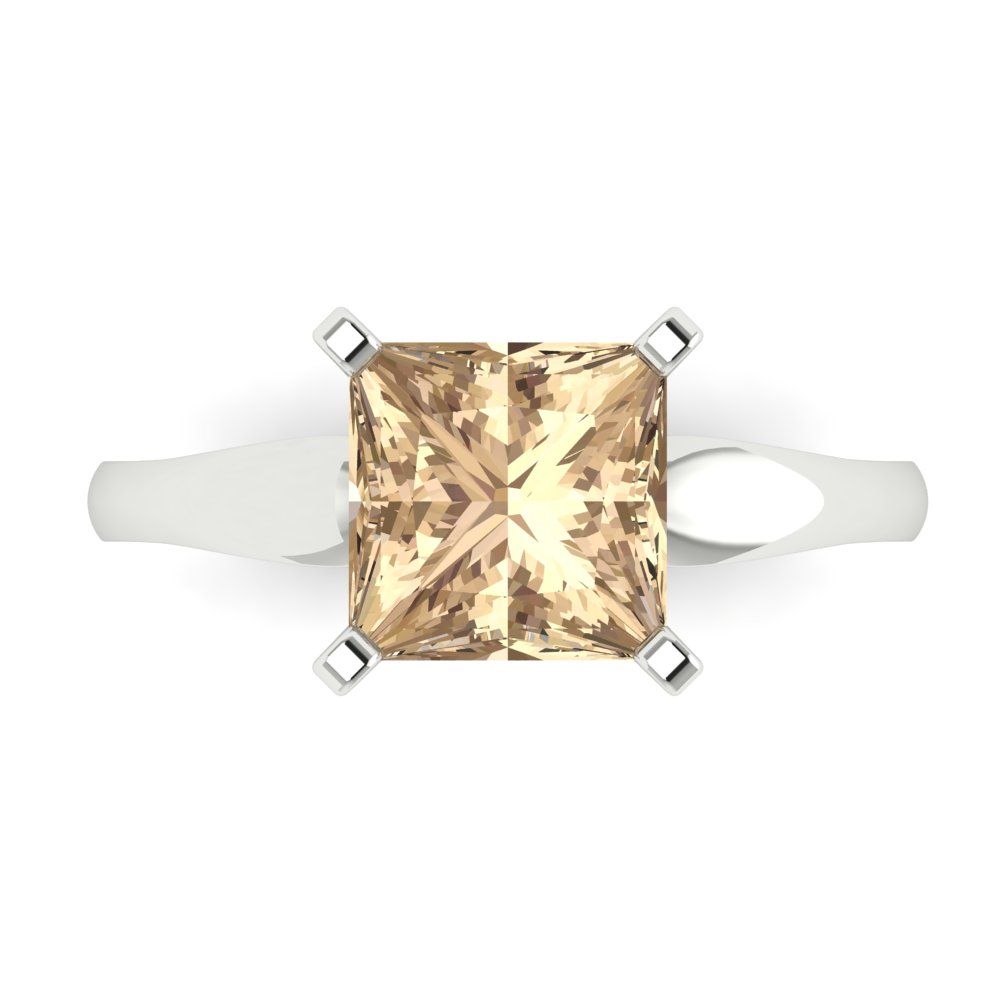 2.5 cttw Yellow Moissanite Solitaire  Engagement Ring - Solid Gold (Princess Cut,7.5mm)