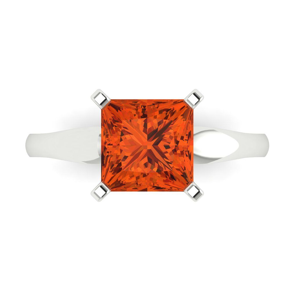 2.5 cttw Zirconia Simulated Red Diamond Solitaire  Engagement Ring - Solid Gold (VVS1, Princess Cut,7.5mm)