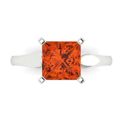 2.5 cttw Zirconia Simulated Red Diamond Solitaire  Engagement Ring - Solid Gold (VVS1, Princess Cut,7.5mm)