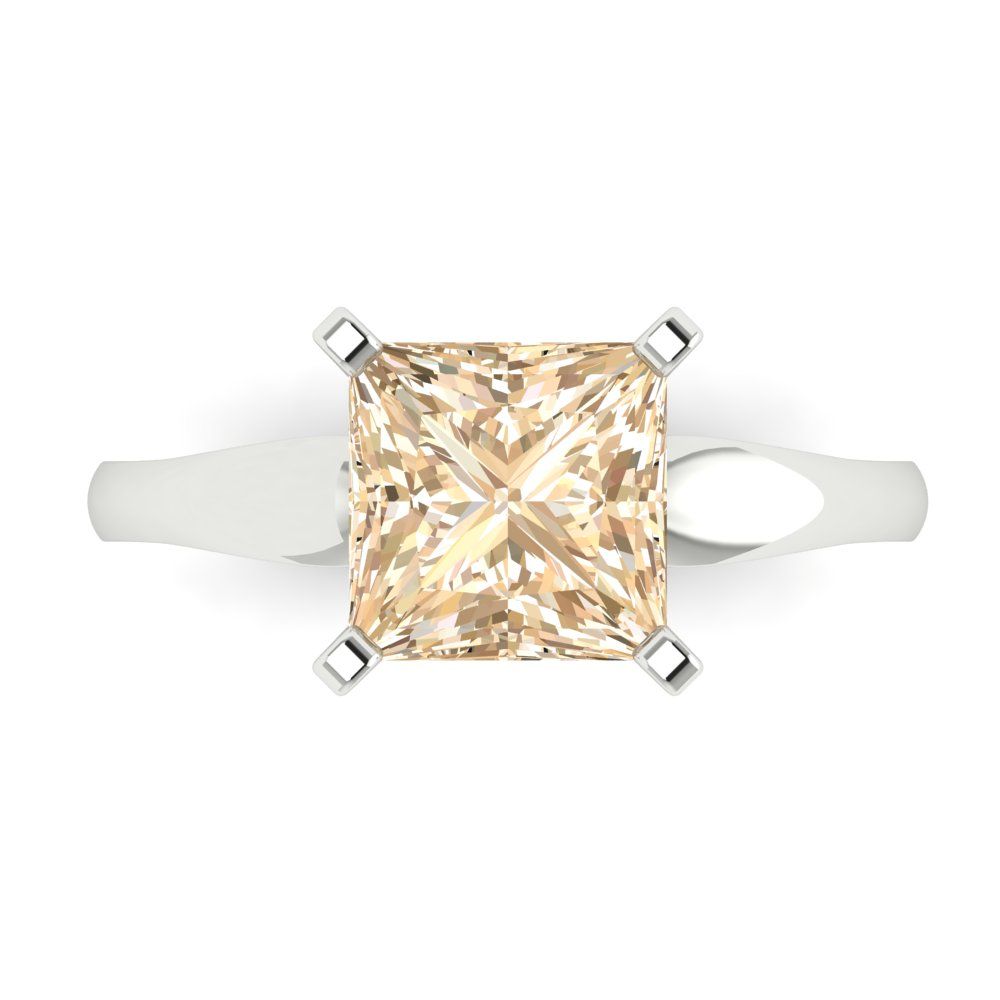 2.5 cttw Natural Morganite Solitaire  Engagement Ring - Solid Gold (Princess Cut,7.5mm)