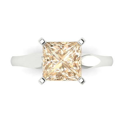 2.5 cttw Natural Morganite Solitaire  Engagement Ring - Solid Gold (Princess Cut,7.5mm)