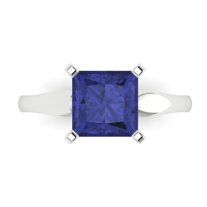 2.5 cttw Simulated Tanzanite Solitaire  Engagement Ring - Solid Gold (Princess Cut,7.5mm)