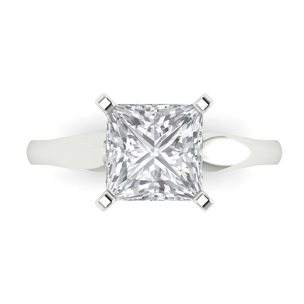 2.5 cttw White Sapphire Solitaire  Engagement Ring - Solid Gold (Princess Cut,7.5mm)
