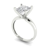 2.5 ct Brilliant Princess Cut Clear Simulated Diamond Stone White Gold Solitaire Ring