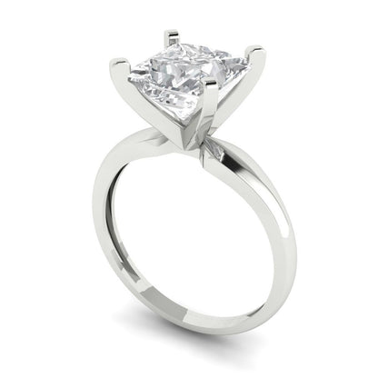2.5 cttw Certified Moissanite Solitaire  Engagement Ring - Solid Gold (VVS1, D-F,Princess Cut,7.5mm)