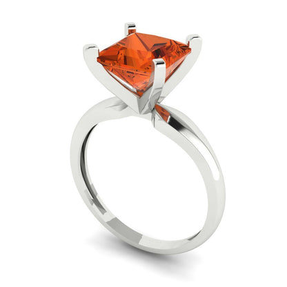 2.5 cttw Zirconia Simulated Red Diamond Solitaire  Engagement Ring - Solid Gold (VVS1, Princess Cut,7.5mm)