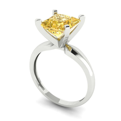 2.5 cttw Natural Citrine Solitaire  Engagement Ring - Solid Gold (Princess Cut,7.5mm)