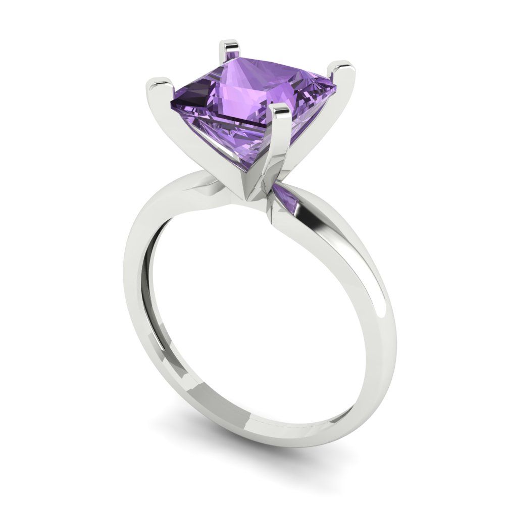 2.5 cttw Simulated Alexandrite Solitaire  Engagement Ring - Solid Gold (Princess Cut,7.5mm)