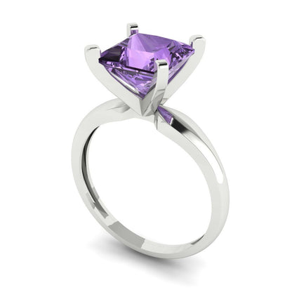 2.5 cttw Simulated Alexandrite Solitaire  Engagement Ring - Solid Gold (Princess Cut,7.5mm)