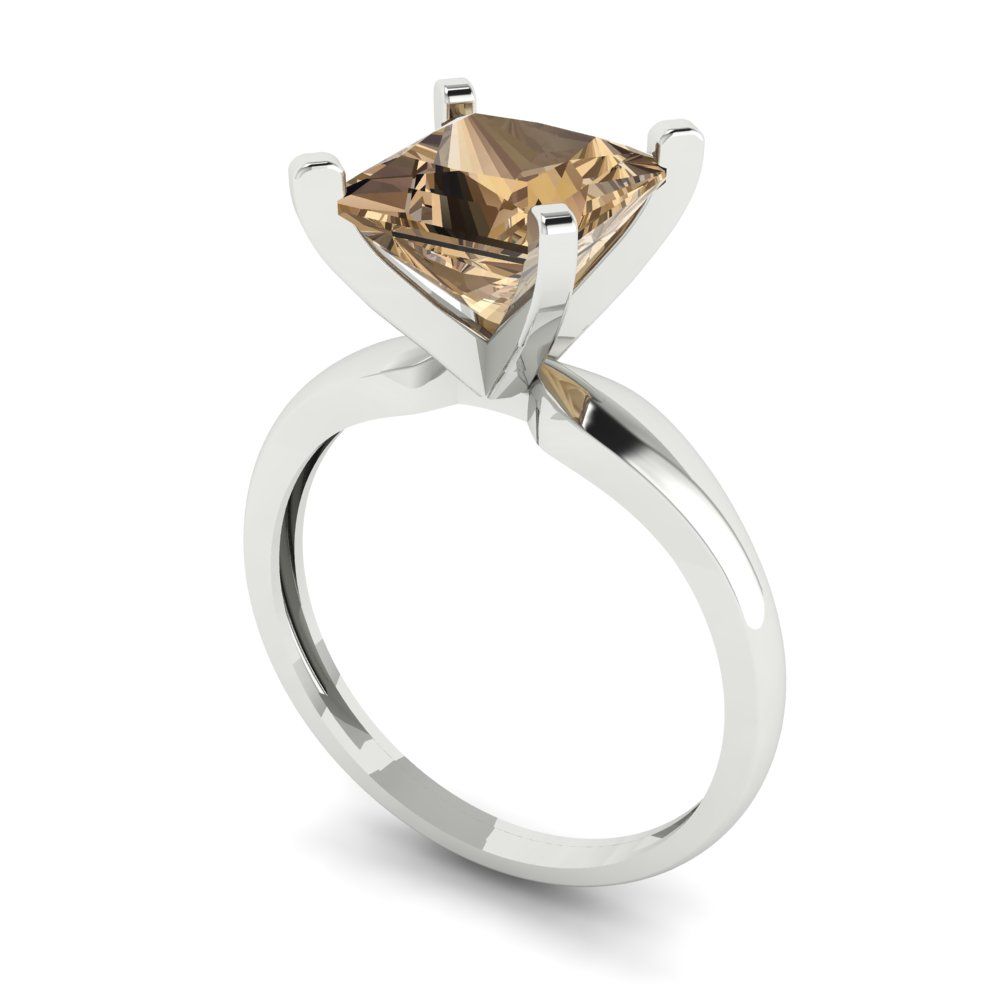 2.5 cttw Zirconia Simulated Champagne Diamond Solitaire  Engagement Ring - Solid Gold (VVS1, Princess Cut,7.5mm)