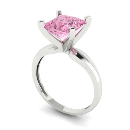 2.5 cttw Zirconia Simulated Pink Diamond Solitaire  Engagement Ring - Solid Gold (VVS1, Princess Cut,7.5mm)