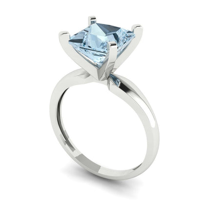 2.5 cttw Zirconia Simulated Blue Diamond Solitaire  Engagement Ring - Solid Gold (VVS1, Princess Cut,7.5mm)