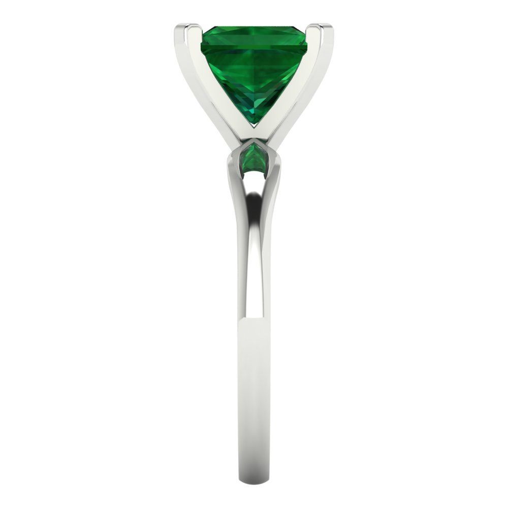 2.5 cttw Simulated Emerald Solitaire  Engagement Ring - Solid Gold (Princess Cut,7.5mm)