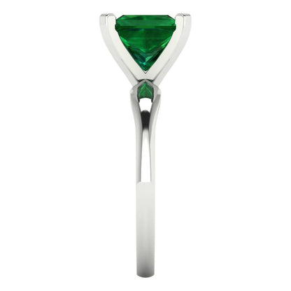 2.5 cttw Simulated Emerald Solitaire  Engagement Ring - Solid Gold (Princess Cut,7.5mm)