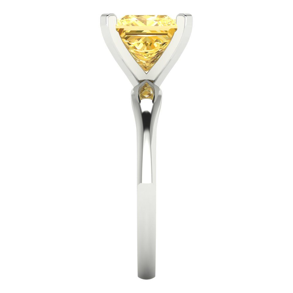 2.5 cttw Zirconia Simulated Yellow Diamond Solitaire  Engagement Ring - Solid Gold (VVS1, Princess Cut,7.5mm)