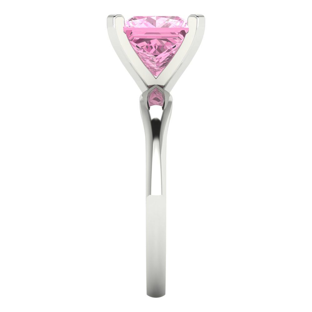 2.5 cttw Zirconia Simulated Pink Diamond Solitaire  Engagement Ring - Solid Gold (VVS1, Princess Cut,7.5mm)