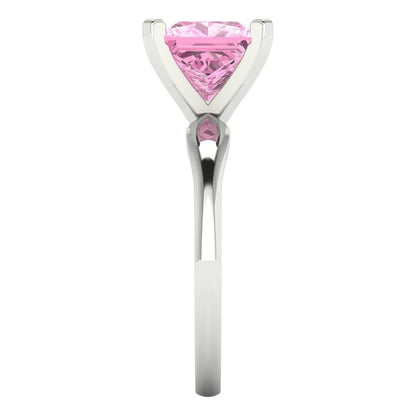 2.5 cttw Zirconia Simulated Pink Diamond Solitaire  Engagement Ring - Solid Gold (VVS1, Princess Cut,7.5mm)