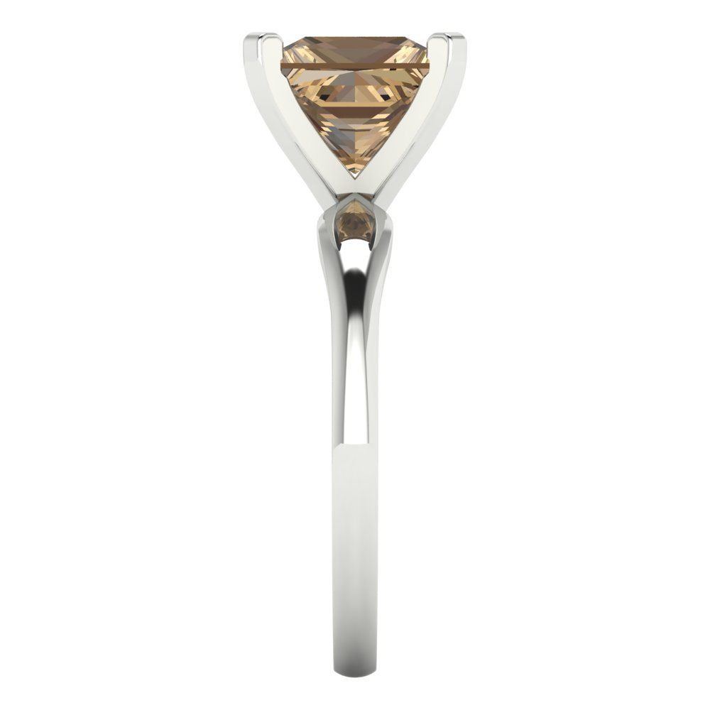 2.5 cttw Zirconia Simulated Champagne Diamond Solitaire  Engagement Ring - Solid Gold (VVS1, Princess Cut,7.5mm)