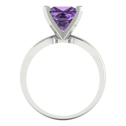 2.5 cttw Simulated Alexandrite Solitaire  Engagement Ring - Solid Gold (Princess Cut,7.5mm)