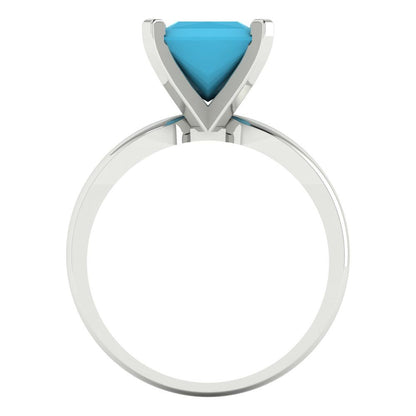 2.5 cttw Simulated Turquoise Solitaire  Engagement Ring - Solid Gold (Princess Cut,7.5mm)