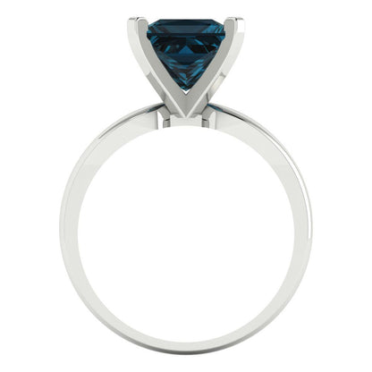 2.5 cttw Natural London Blue Topaz Solitaire  Engagement Ring - Solid Gold (Princess Cut,7.5mm)