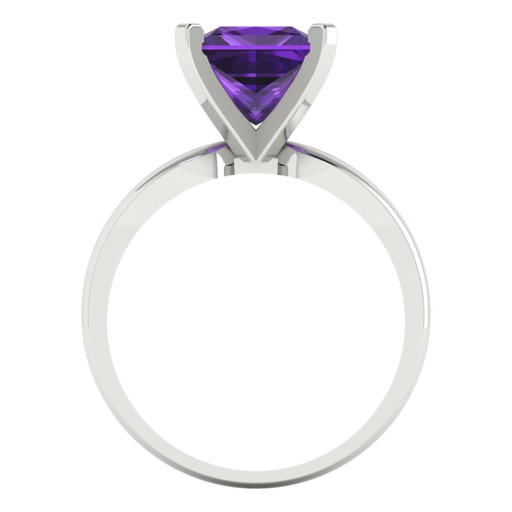 2.5 cttw Natural Amethyst Solitaire  Engagement Ring - Solid Gold (Princess Cut,7.5mm)