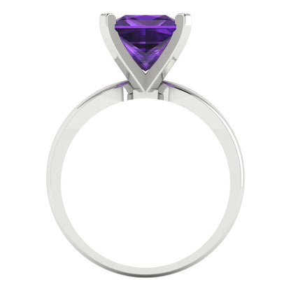 2.5 cttw Natural Amethyst Solitaire  Engagement Ring - Solid Gold (Princess Cut,7.5mm)