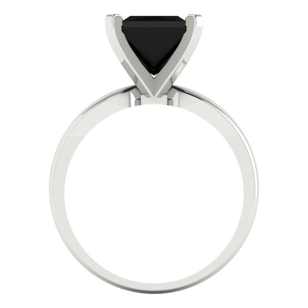 2.5 cttw Natural Onyx Solitaire  Engagement Ring - Solid White Gold (VVS1, Princess Cut,7.5mm)