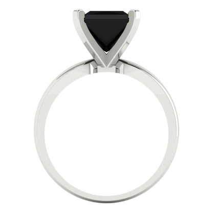 2.5 cttw Natural Onyx Solitaire  Engagement Ring - Solid White Gold (VVS1, Princess Cut,7.5mm)