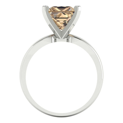 2.5 cttw Yellow Moissanite Solitaire  Engagement Ring - Solid Gold (Princess Cut,7.5mm)