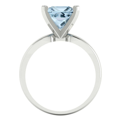2.5 cttw Zirconia Simulated Blue Diamond Solitaire  Engagement Ring - Solid Gold (VVS1, Princess Cut,7.5mm)