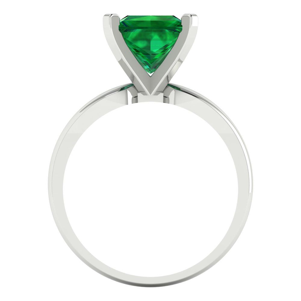 2.5 cttw Simulated Emerald Solitaire  Engagement Ring - Solid Gold (Princess Cut,7.5mm)