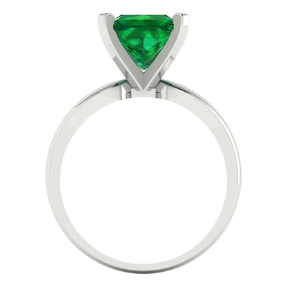 2.5 cttw Simulated Emerald Solitaire  Engagement Ring - Solid Gold (Princess Cut,7.5mm)