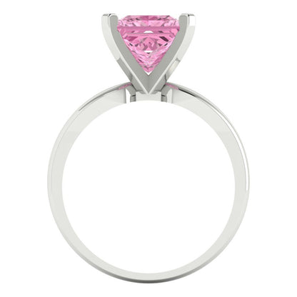 2.5 cttw Zirconia Simulated Pink Diamond Solitaire  Engagement Ring - Solid Gold (VVS1, Princess Cut,7.5mm)