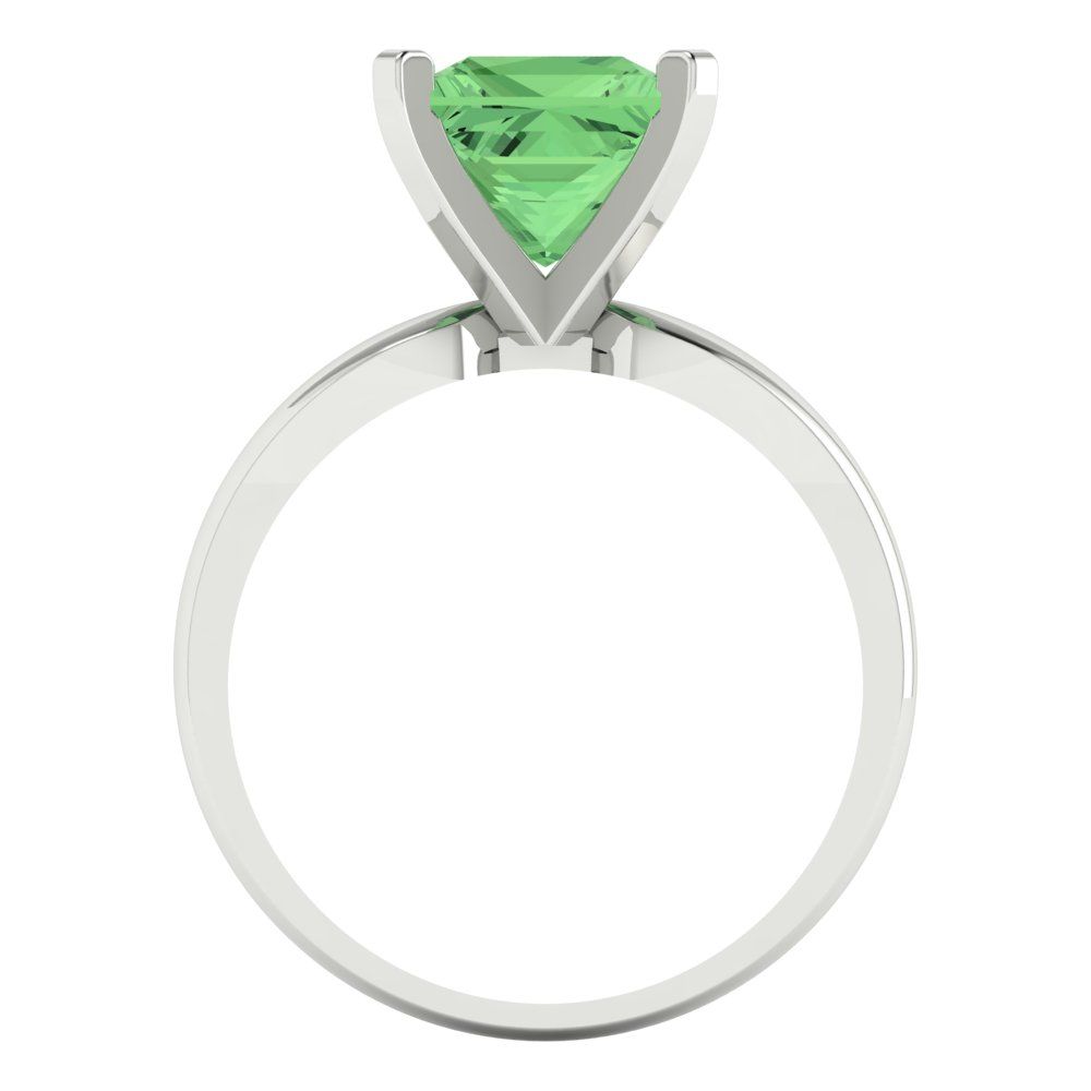 2.5 cttw Zirconia Simulated Green Diamond Solitaire  Engagement Ring - Solid Gold (VVS1, Princess Cut,7.5mm)