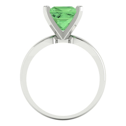 2.5 cttw Zirconia Simulated Green Diamond Solitaire  Engagement Ring - Solid Gold (VVS1, Princess Cut,7.5mm)