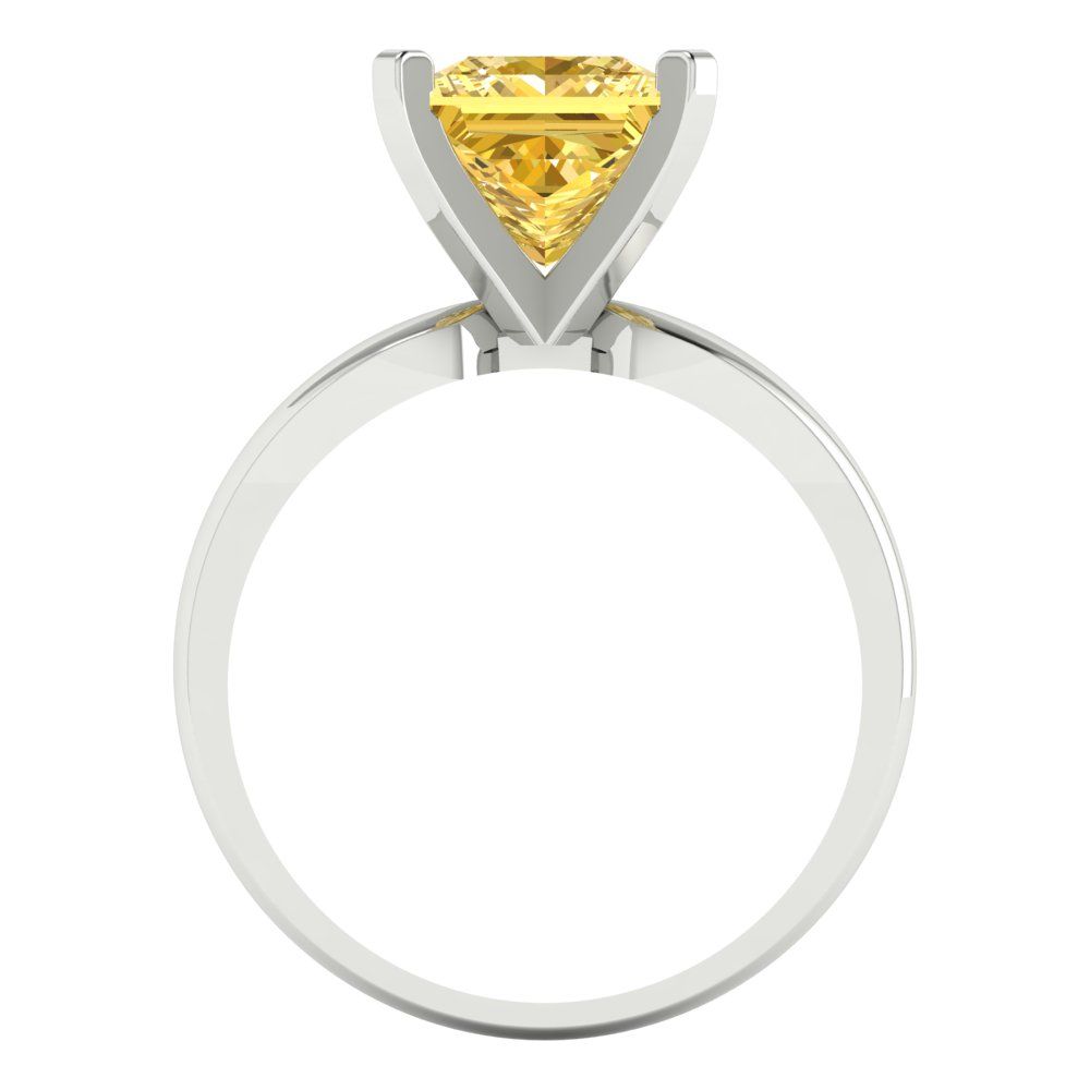 2.5 cttw Zirconia Simulated Yellow Diamond Solitaire  Engagement Ring - Solid Gold (VVS1, Princess Cut,7.5mm)