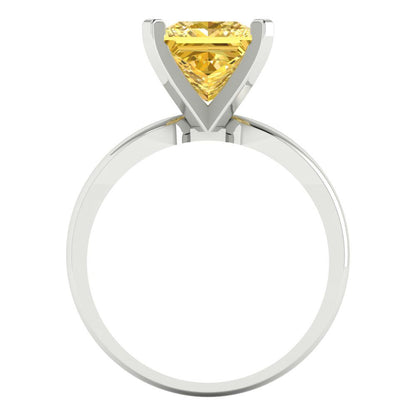 2.5 cttw Zirconia Simulated Yellow Diamond Solitaire  Engagement Ring - Solid Gold (VVS1, Princess Cut,7.5mm)