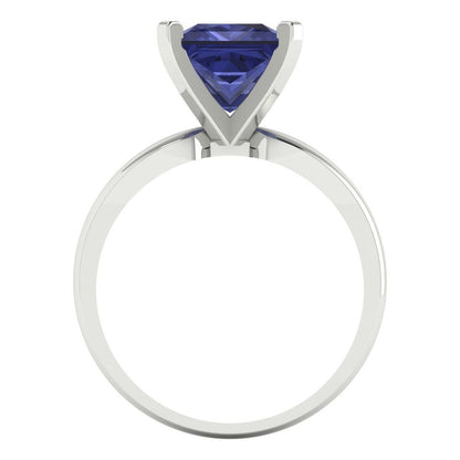 2.5 cttw Simulated Tanzanite Solitaire  Engagement Ring - Solid Gold (Princess Cut,7.5mm)