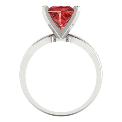 2.5 cttw Natural Garnet Solitaire  Engagement Ring - Solid Gold (Princess Cut,7.5mm)