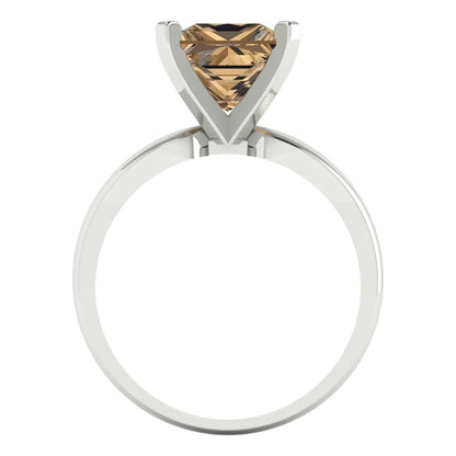 2.5 cttw Zirconia Simulated Champagne Diamond Solitaire  Engagement Ring - Solid Gold (VVS1, Princess Cut,7.5mm)