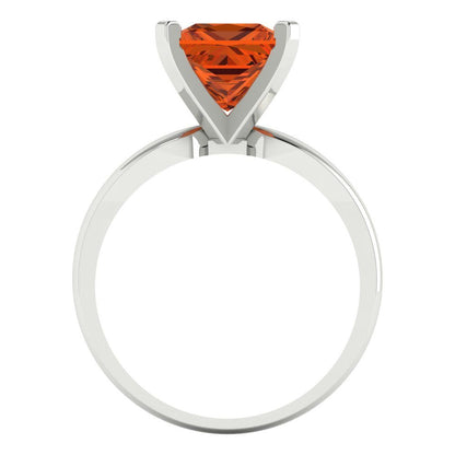 2.5 cttw Zirconia Simulated Red Diamond Solitaire  Engagement Ring - Solid Gold (VVS1, Princess Cut,7.5mm)