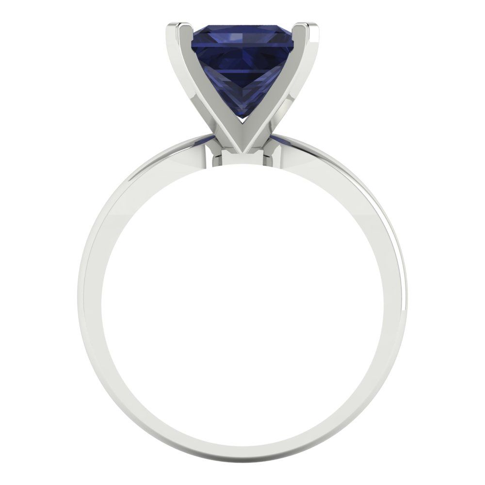 2.5 cttw Simulated Blue Sapphire Solitaire  Engagement Ring - Solid Gold (Princess Cut,7.5mm)